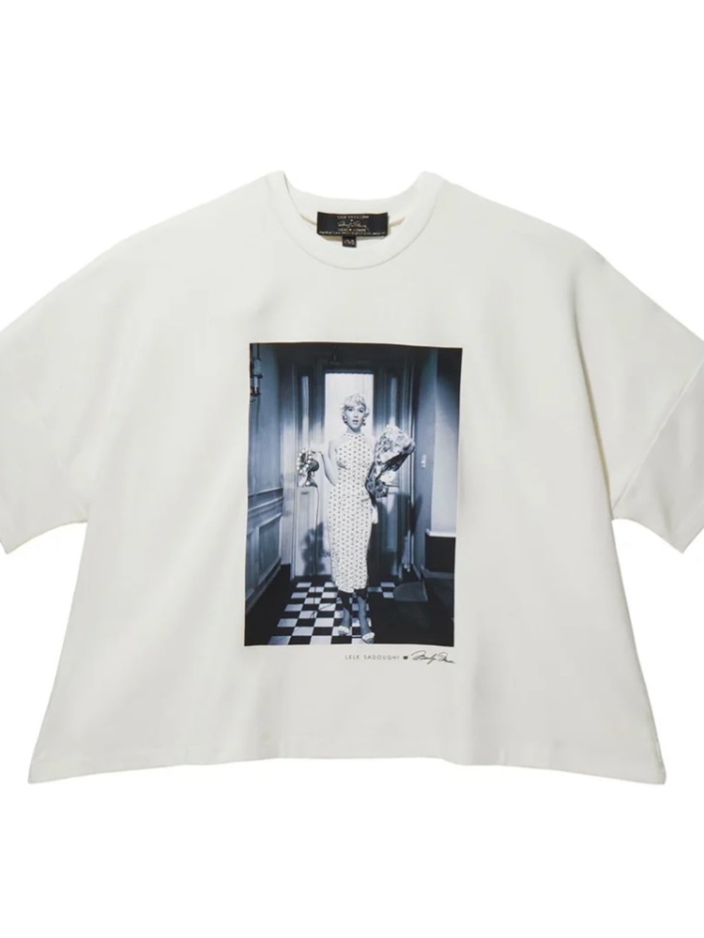 Lele Sadoughi Marilyn Monroe Embellished Oversized White Tee